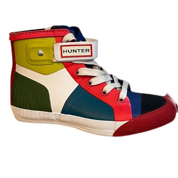 HUNTER | Hi-Top | Lined | Waterproof |Lace Up & Velcro Colorblock Sneakers - Picture 3 of 15
